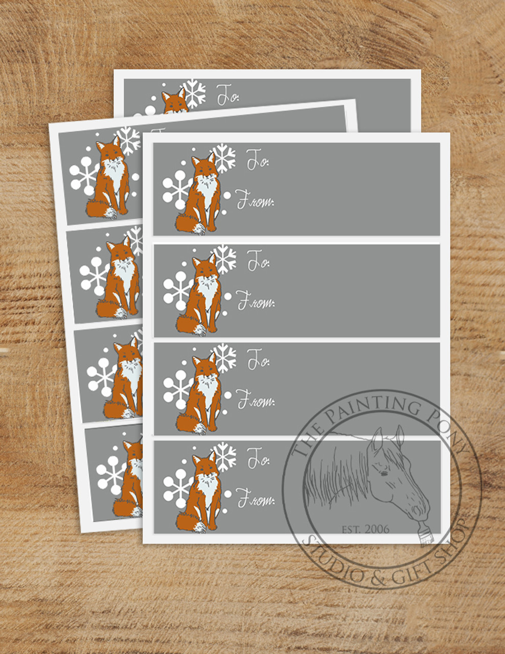 Cute Snow Fox Gift Tag Labels - The Painting Pony