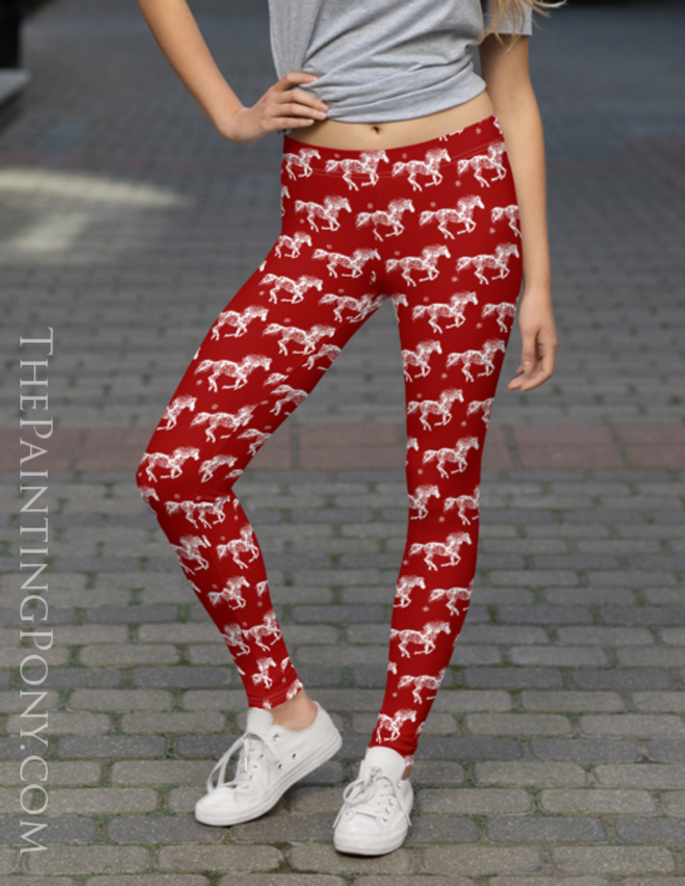 Snowflake Horse Equestrian Christmas Leggings - The Painting Pony