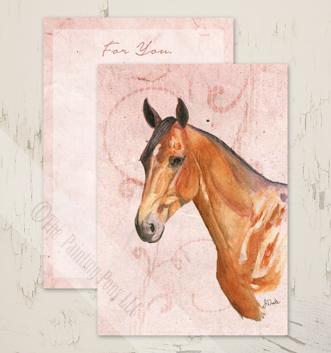 Vintage Horse Head Valentine S Day Flat Card 10 Pk