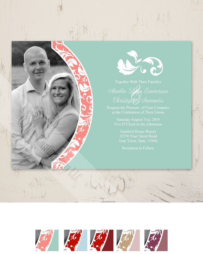 Damask Border Photo Template Wedding Invitation 10 Pk The Painting Pony