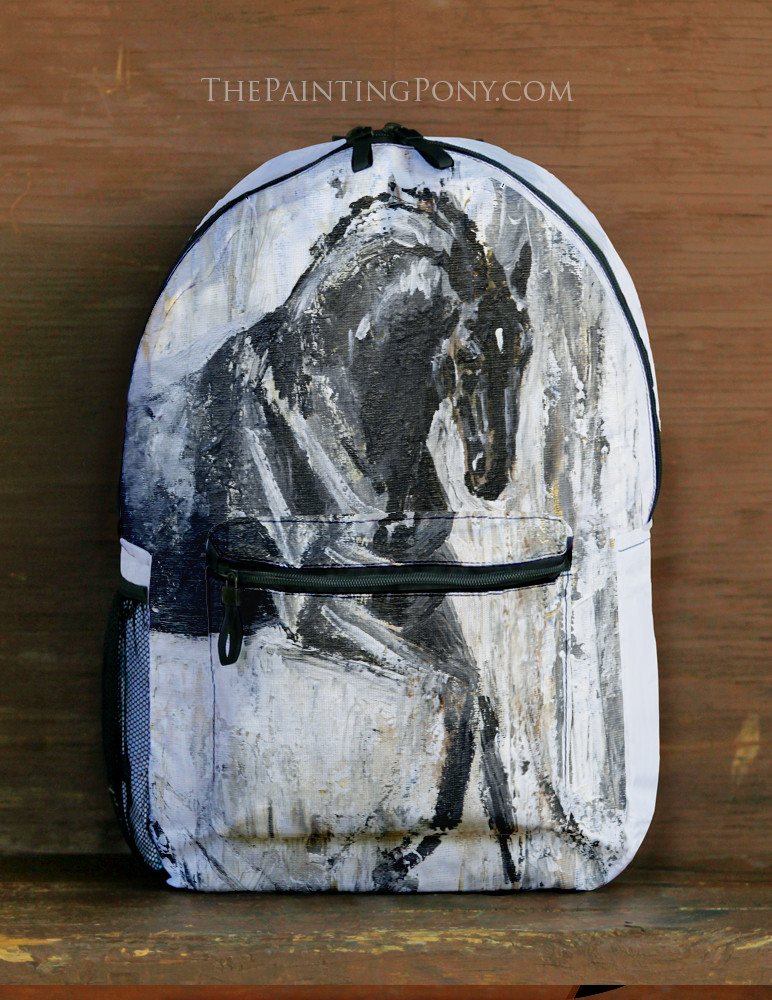 Equestrian Drawn Pattern Print Backpack