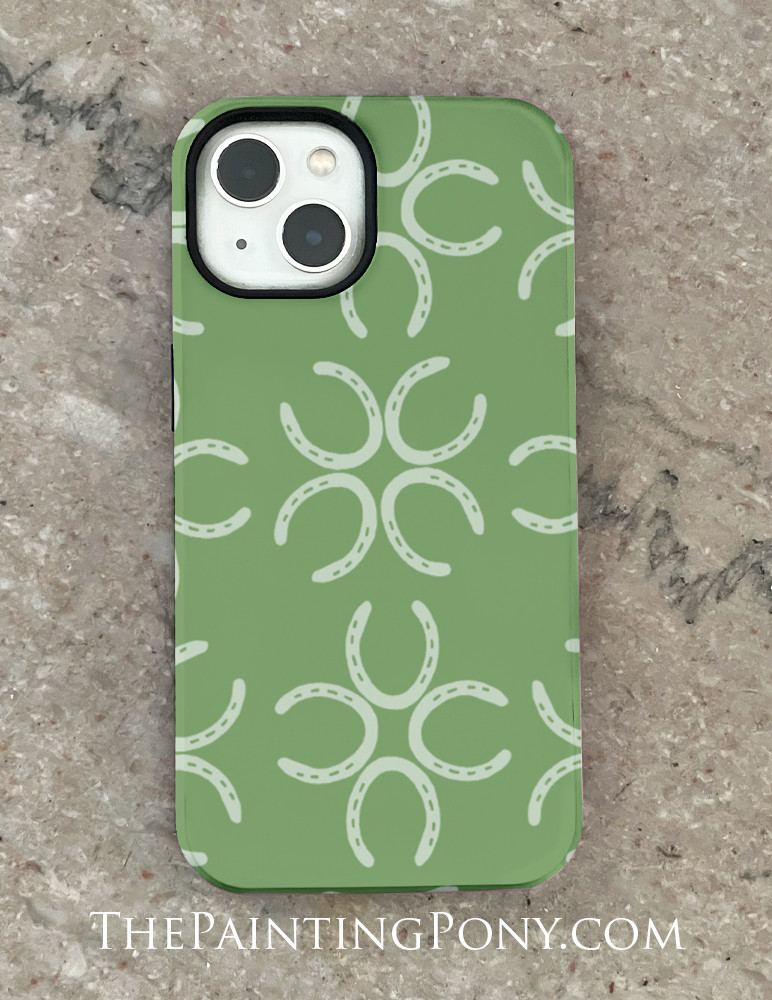 Green Clover Horse Shoe Pattern Equestrian Phone Case - The Painting Pony Green Clover Horse Shoe Pattern Equestrian Phone Case - The Painting Pony