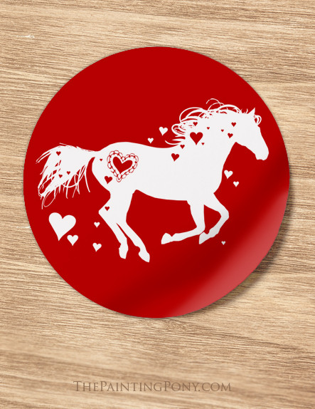 Red Heart Horse Valentine Stickers - The Painting Pony