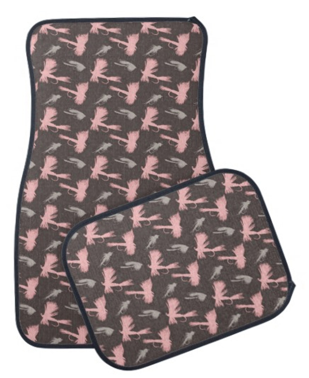 Pink And Brown Lures Pattern Fly Fishing Themed Car Floor Mats