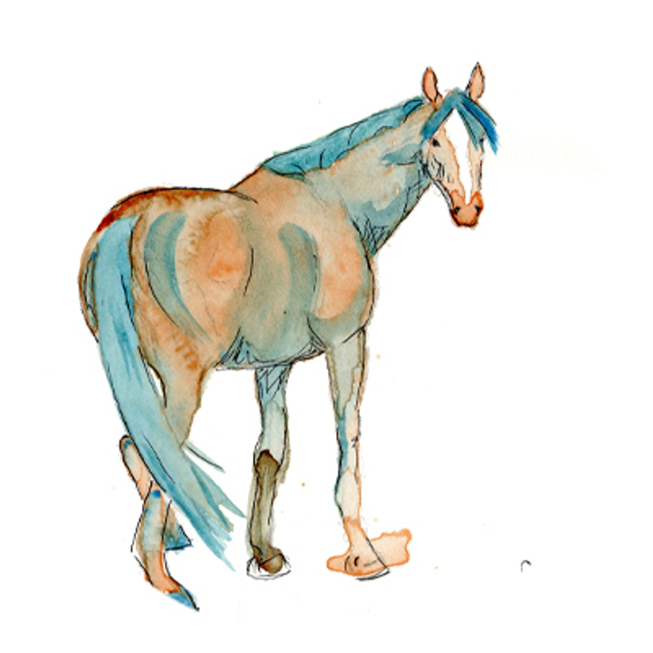 Abstract Chestnut Mare Watercolor