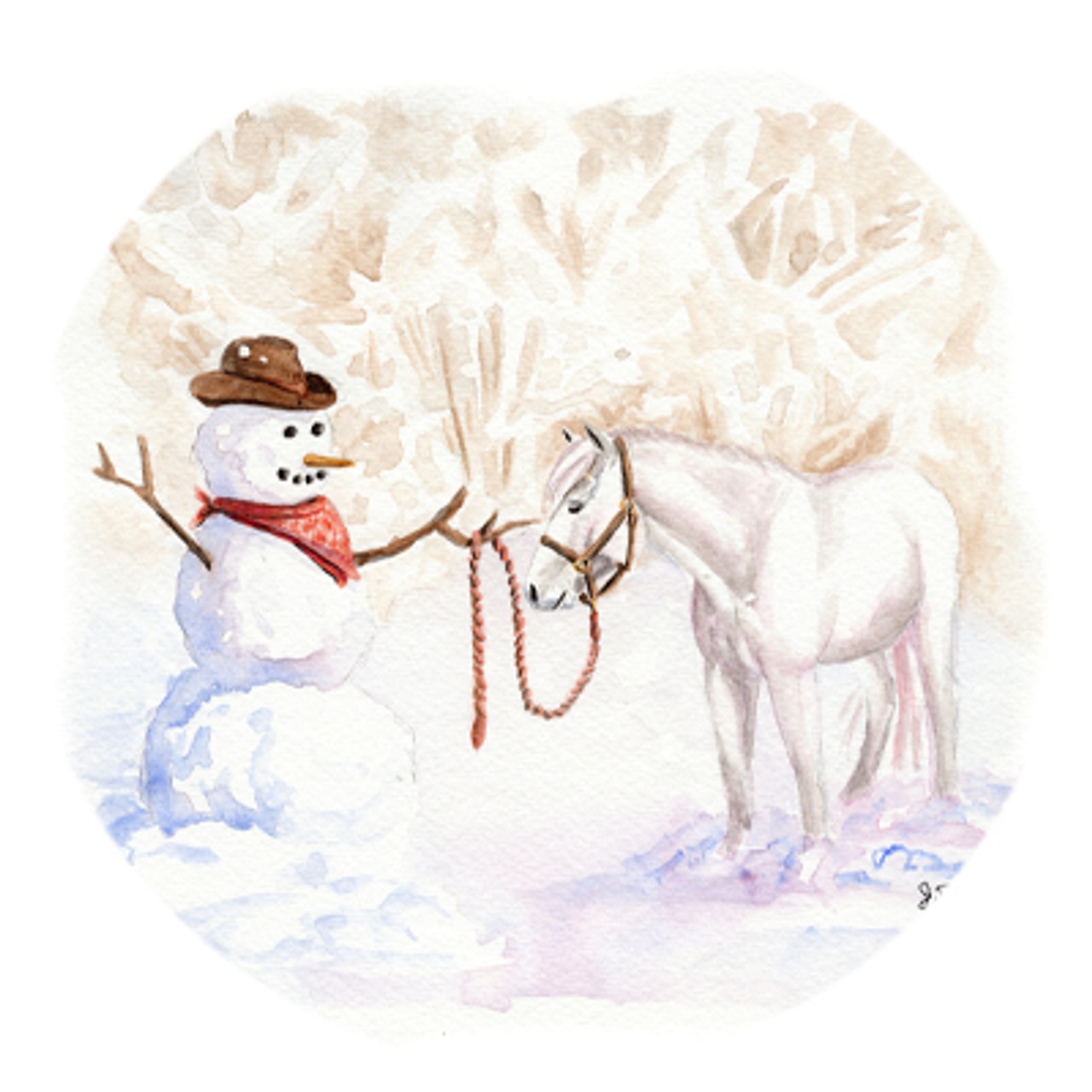 Cowboy Snowman and Pony