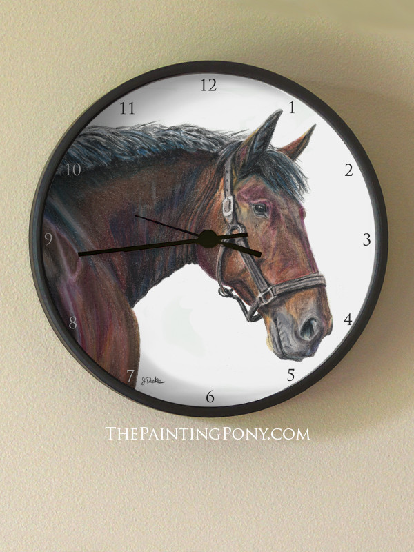 Horse Head Art Equestrian Wall Clock The Painting Pony
