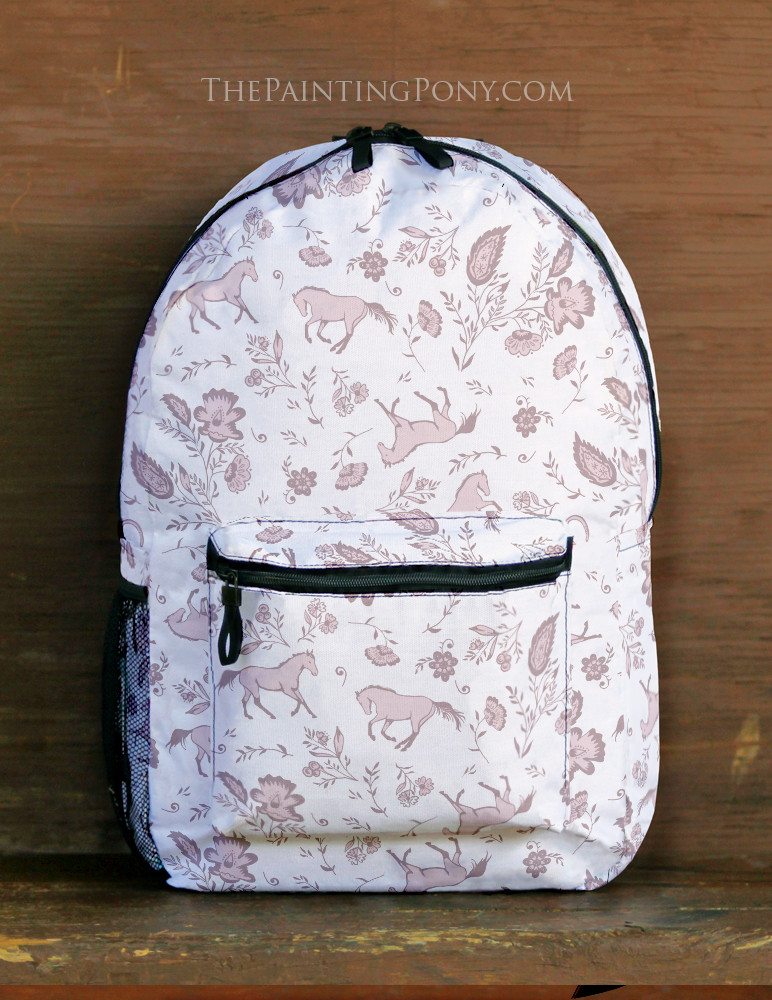 Neon Floral Horses Backpack for Adult