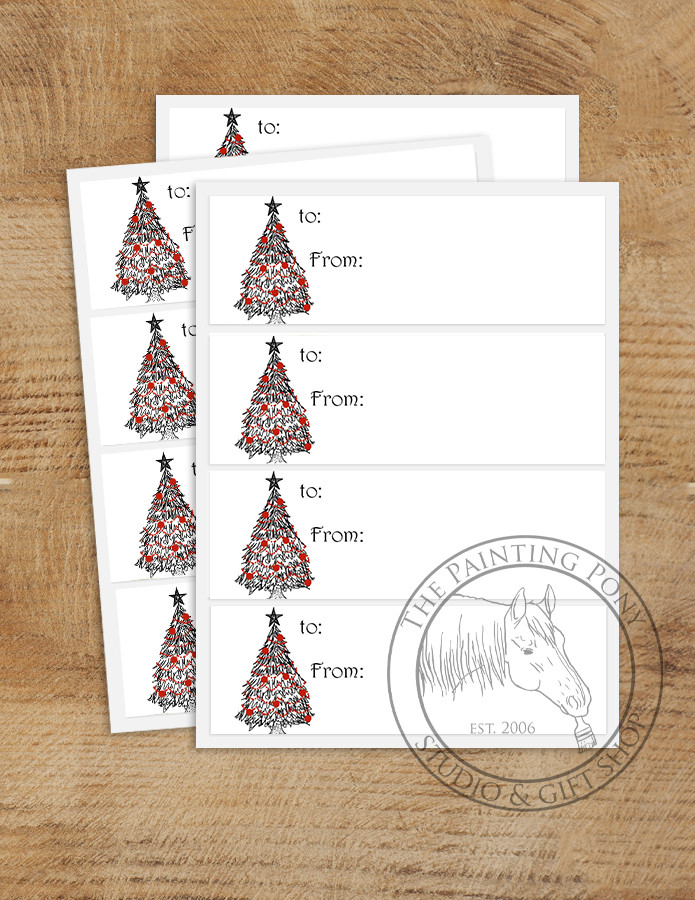 Holiday Pony Gift Tag Labels - The Painting Pony