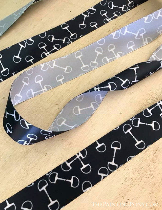 Blue and White Horse Bits Pattern Ribbon The Painting Pony