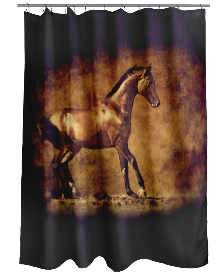 Golden Horse Equestrian Shower Curtain The Painting Pony