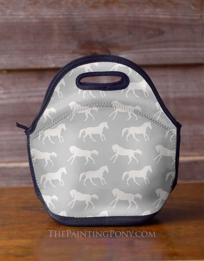 English Horses Pattern Equestrian Lunch Tote Bag - The Painting Pony