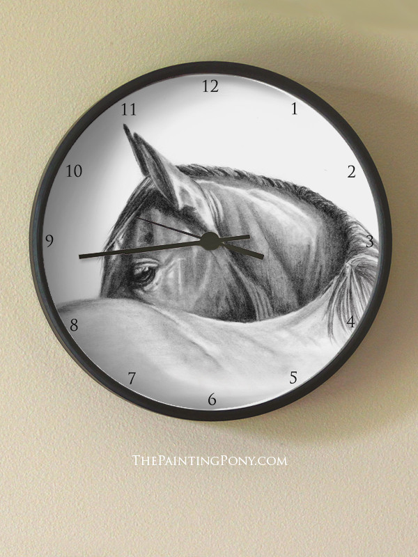 Classic Damask Horse Equestrian Wall Clock The Painting Pony