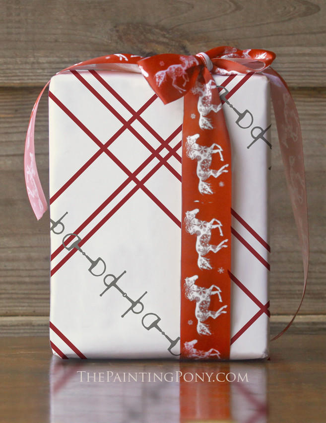 Plaid Horse Bit Pattern Equestrian Christmas Gift Wrapping Paper - The ...