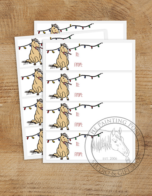 Holiday Pony Gift Tag Labels