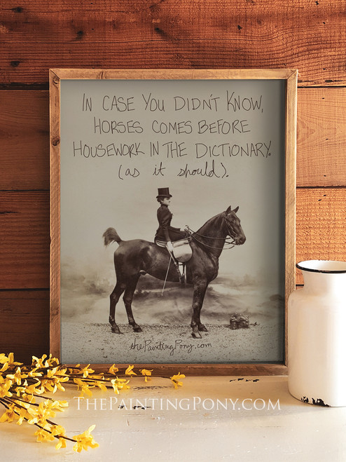 Horses Before Housework Equestrian Art Print