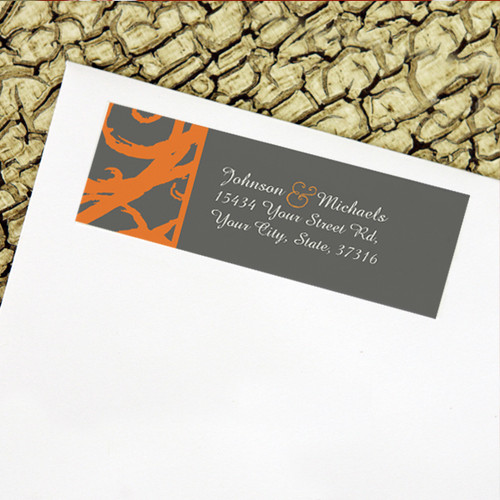 Orange and Grey Sketchy Frame Wedding Return Address Labels