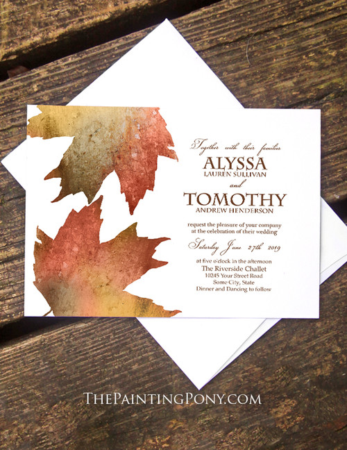 Fall Wedding Maples Leaves Watercolor Invitation (10 pk)