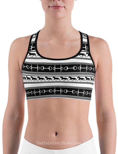 Horse Jump Pattern Equestrian Sports Bra