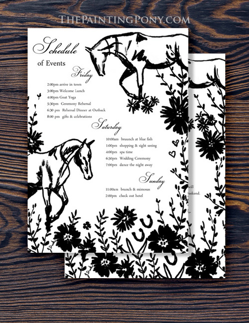 Wildflowers and Horses Wedding Weekend Schedule & Welcome Letter