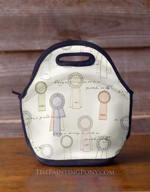 Horse Show Ribbons Pattern Equestrian Lunch Tote Bag