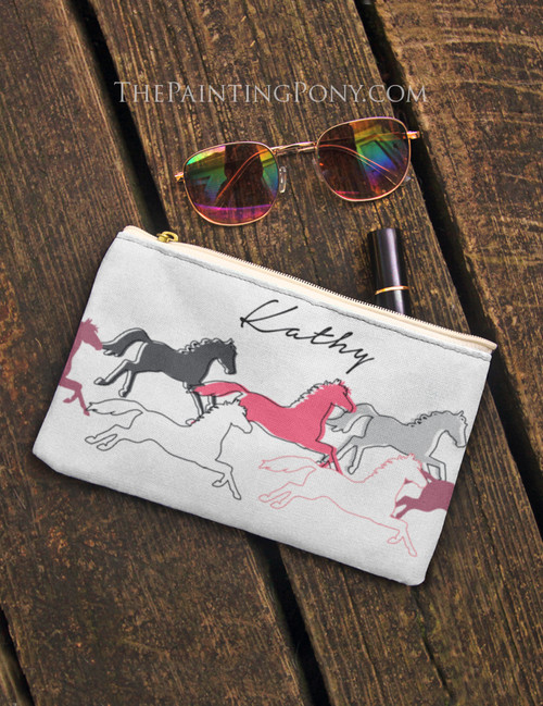 Personalized Galloping Horse  Accessory Pouch
