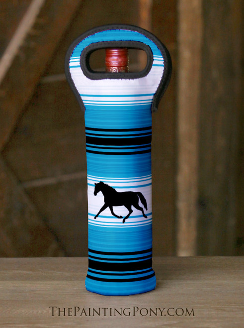 Blue Serape Pattern Equestrian Wine Tote