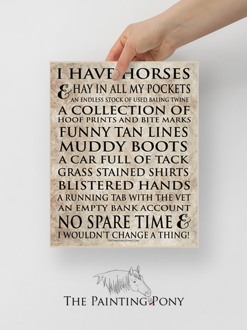 I have Horses Equestrian Typography Print