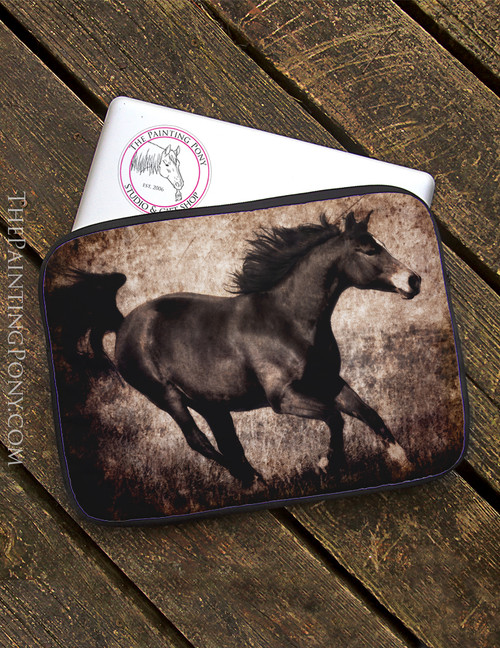 Rustic Galloping Horse Equestrian Laptop Sleeve