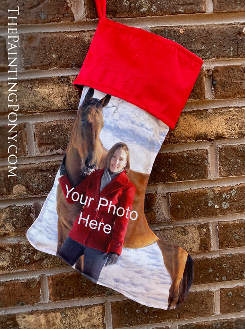 Personalized Your Own Horse Photo Equestrian Christmas Stocking