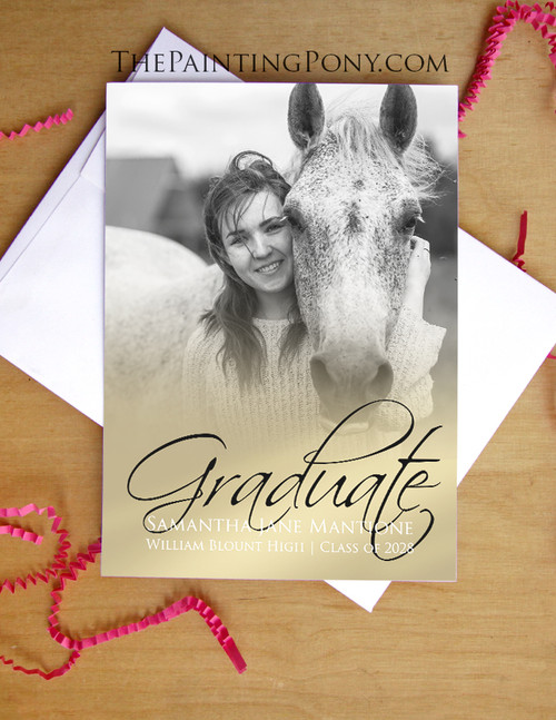 Gold Tone Fade Graduation Photo Annoucement Cards (10 pk)