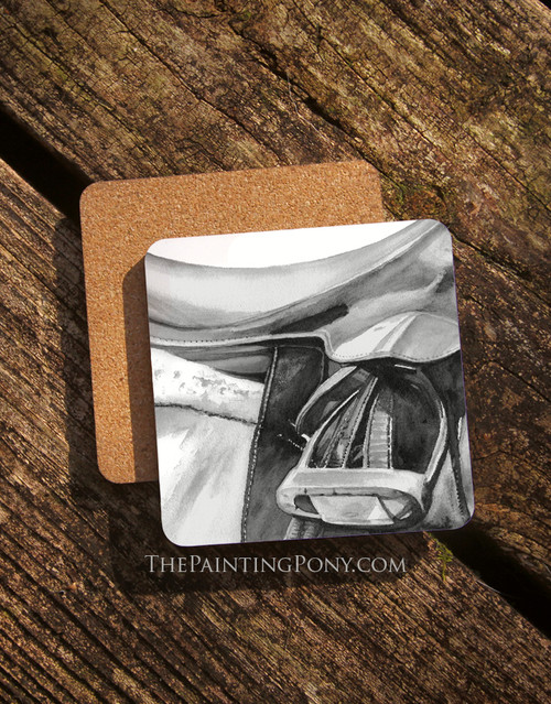 Horse Stirrup Equestrian ArtCorkback Coasters Set (4)