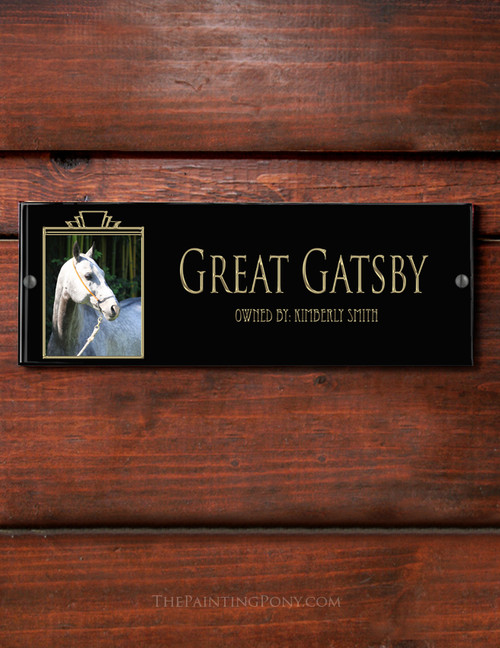 Art Deco Style Photo Acrylic Horse Stall Name Plate