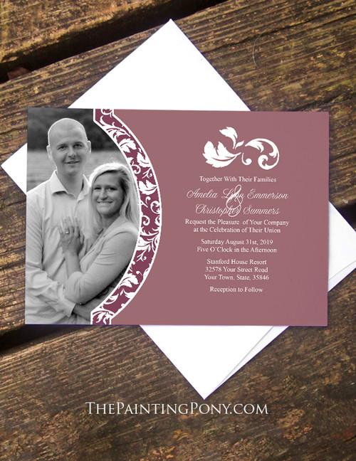 Damask Border Photo Template Wedding Invitation (10 pk)