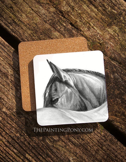 Horse Eye Art Equestrian Corkback Coasters Set (4)