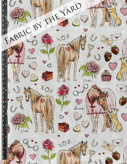 Valentine Fun Horse Pattern Equestrian Fabric by the Yard