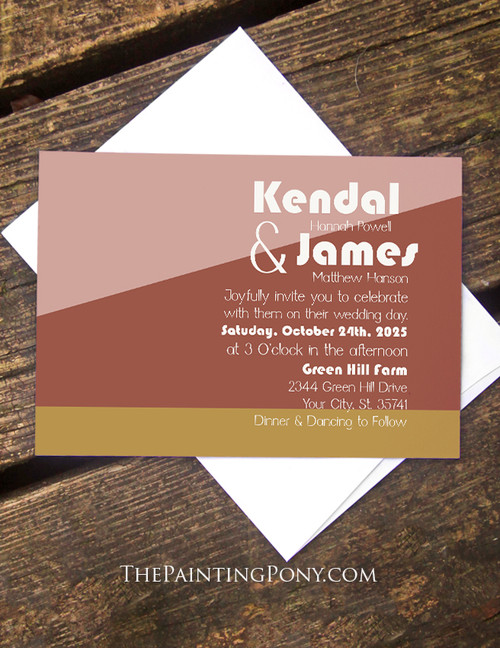 Modern Color Block Wedding or Party Invitation (10 pk)