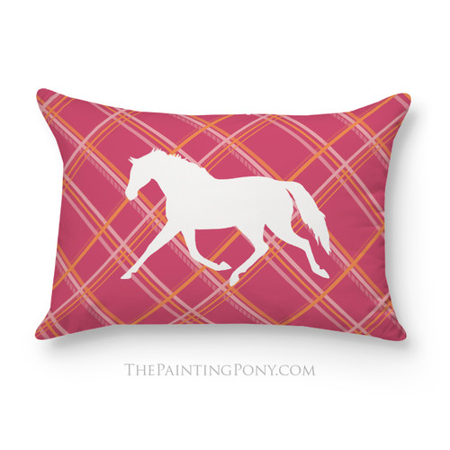 Plaid Trotting Horse Small Accent Pillow