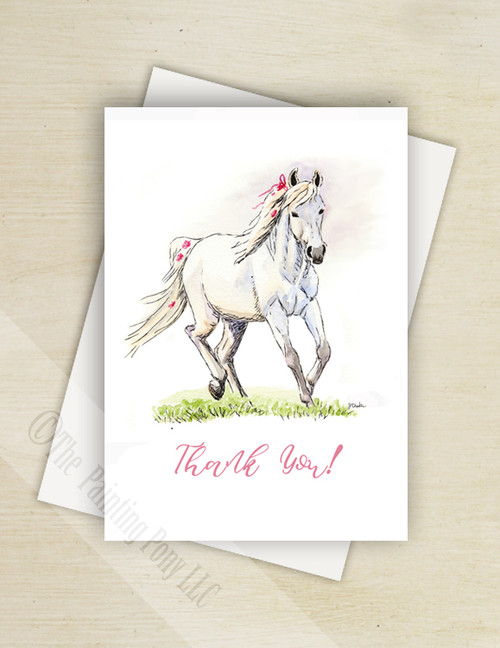 Whimsical White Pony Thank You Note Cards (10 pk)