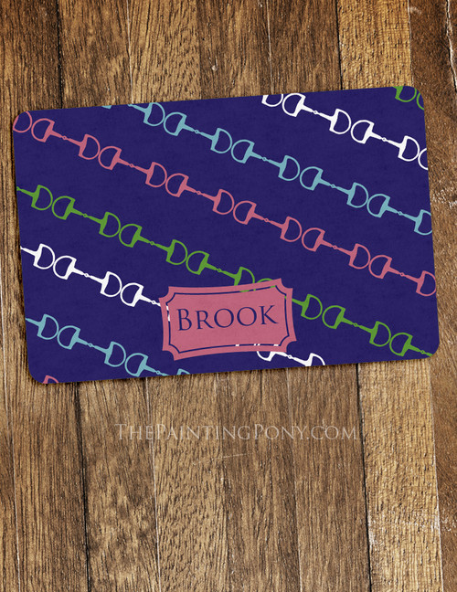 Snaffle Horse Bits Personalized Equestrian Themed Pet Food Mat