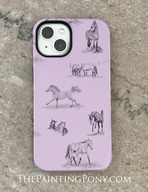 Horse Sketches Pattern Phone Case
