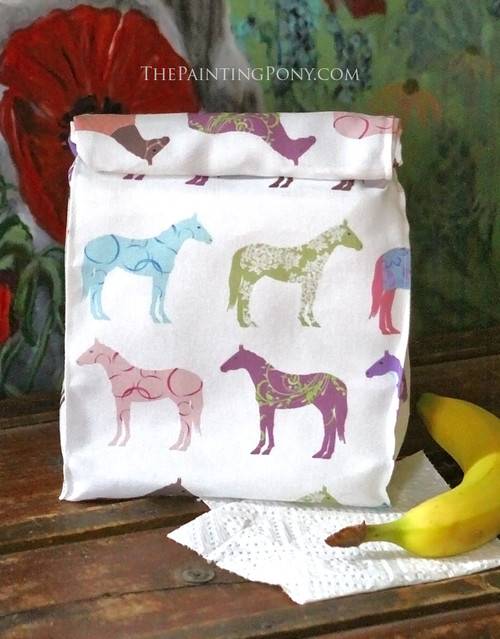 Colorful Fun Horse Pattern Equestrian Insulated Lunch Bag