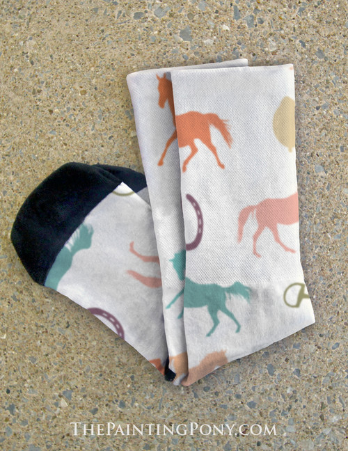 English Horse Pattern Equestrian Socks