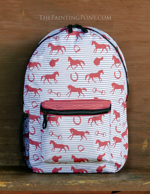 English Horses Pattern Equestrian Backpack