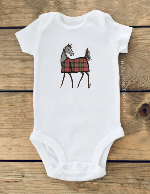 Plaid Holiday Horse Foal Baby Creeper