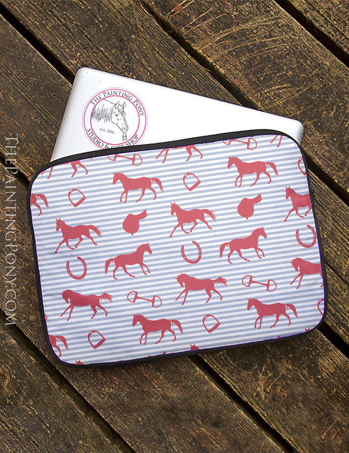 English Horse Pattern Equestrian Laptop Sleeve