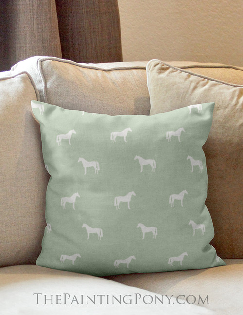 Horse Pattern Equestrian Throw Pillow