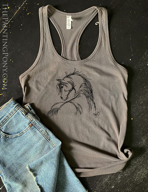 Horse Head Sketch Equestrian Racerback Tank Top