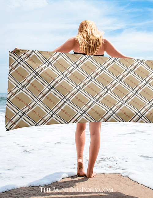 Plaid Horse Bit Pattern Equestrian Beach Towel Plaid Horse Bit Pattern Equestrian Beach Towel