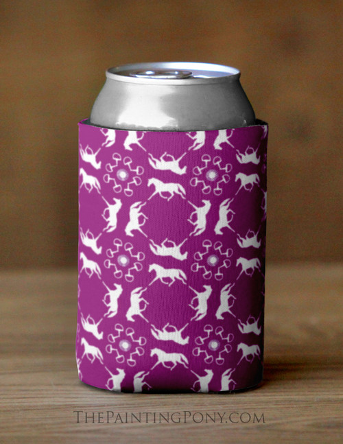 Trotting Pony Pattern Equestrian Can Cooler